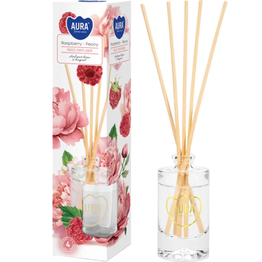 Zdjęcie produktu Dyfuzor zapachowy Aura Malina Piwonia patyczki rattanowe odświeżacz 45ml dz45-372