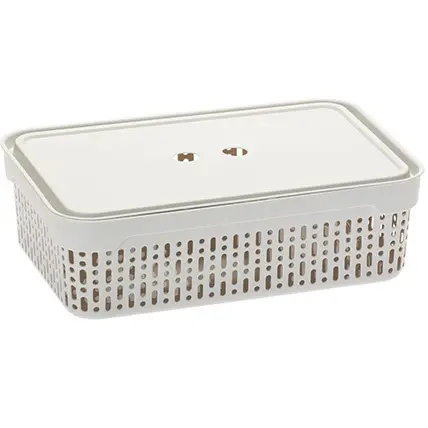 Zdjęcie produktu Koszyk z pokrywką Morsetta złamana biel organizer do przechowywania [M] 29,5x20,5x9cm