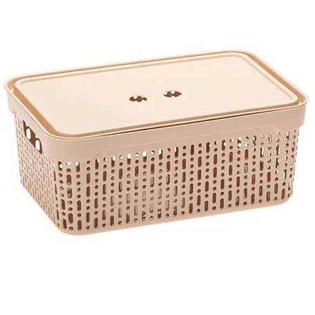 Zdjęcie produktu Koszyk z pokrywką Morsetta beżowy organizer do przechowywania [L] 29,5x20,5x12cm