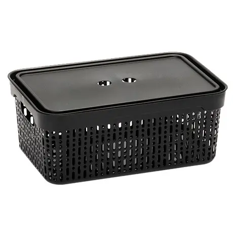 Zdjęcie produktu Koszyk z pokrywką Morsetta czarny organizer do przechowywania [L] 29,5x20,5x12cm
