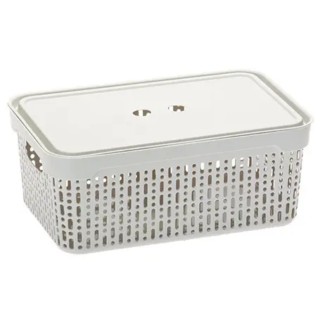 Zdjęcie produktu Koszyk z pokrywką Morsetta złamana biel organizer do przechowywania [L] 29,5x20,5x12cm