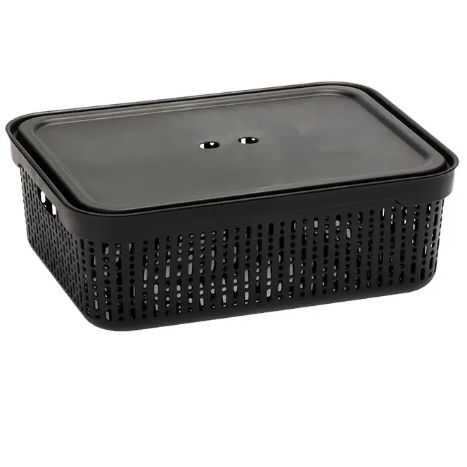 Zdjęcie produktu Koszyk z pokrywką Morsetta czarny organizer do przechowywania [XL] 39,5x30,5x13cm