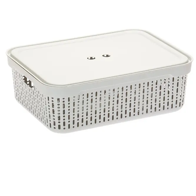 Zdjęcie produktu Koszyk z pokrywką Morsetta złamana biel organizer do przechowywania [XL] 39,5x30,5x13cm