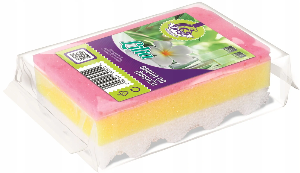 Zdjęcie produktu Gąbka do masażu Lilia Orzeł prostokątna kąpielowa myjka mix kolor 1szt.