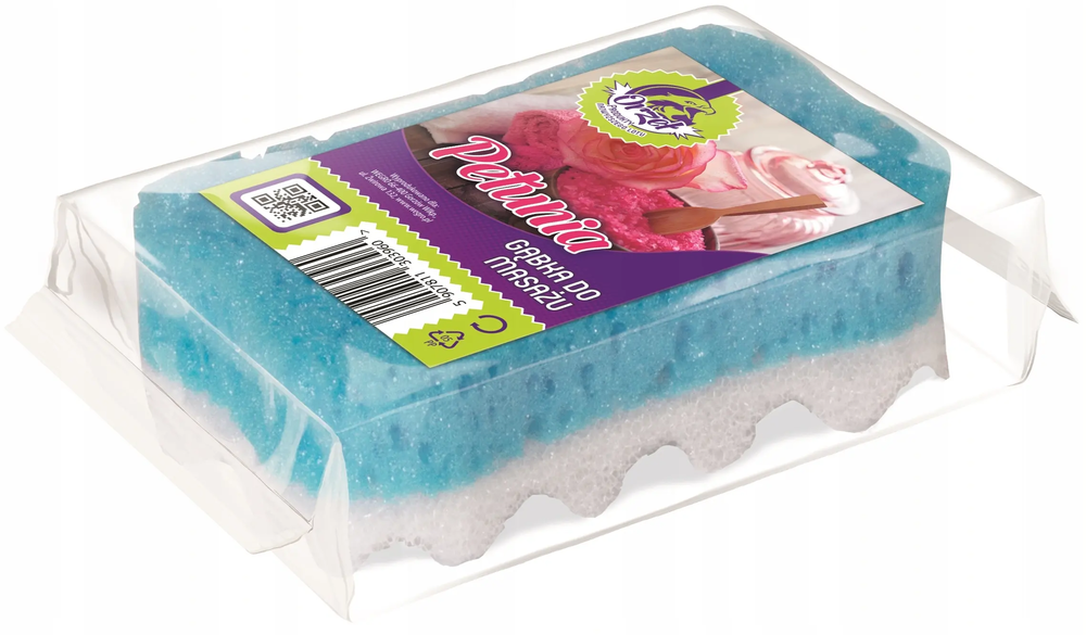 Zdjęcie produktu Gąbka masaż prostokąt ORZEŁ Petunia do mycia ciała kąpielowa dwuwarstwowa 1szt.