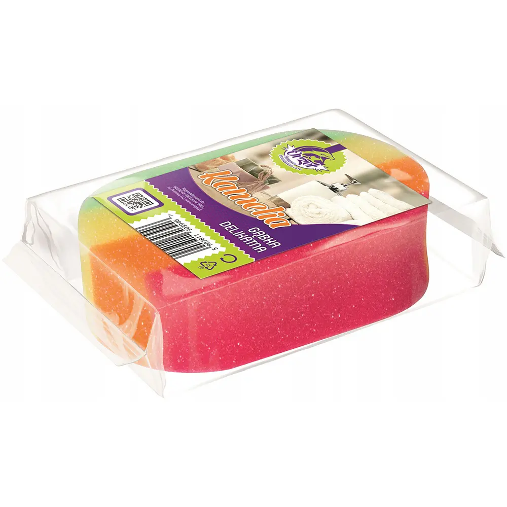 Zdjęcie produktu Gąbka do kąpieli delikatna owalna Tęcza Kamelia Orzeł miękka myjka masaż