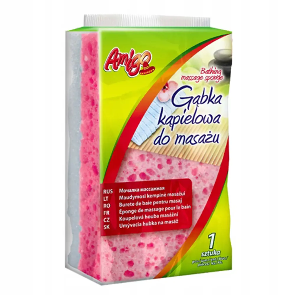 Zdjęcie produktu Amigo gąbka kąpielowa do masażu ciała prostokątna dwustronna mocna