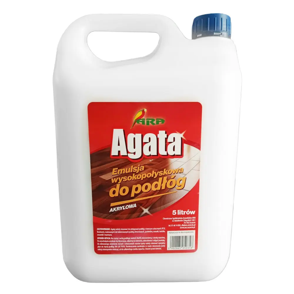 Zdjęcie produktu Emulsja do podłóg Agata 5L akrylowa nabłyszczająca wysoki połysk ochronna