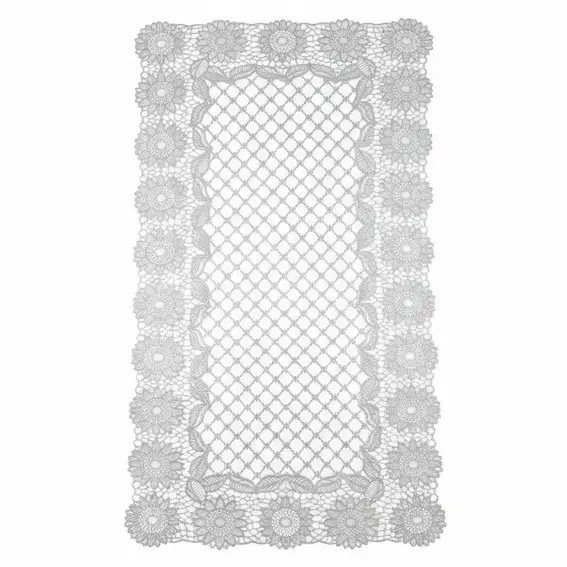 Zdjęcie produktu Bieżnik obrus PCV koronka wodoodporny na stół ława prostokątny SREBRNY 40x82cm