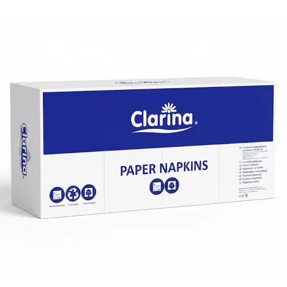 Zdjęcie produktu Serwetki papierowe Clarina białe gastronomiczne 33x33cm celuloza 400szt.