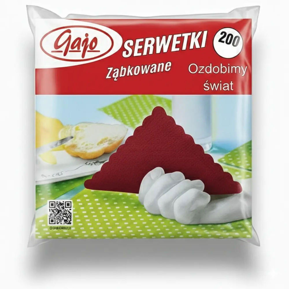 Zdjęcie produktu Serwetki papierowe bordowe celuloza gastronomiczne 15x15cm 200szt.