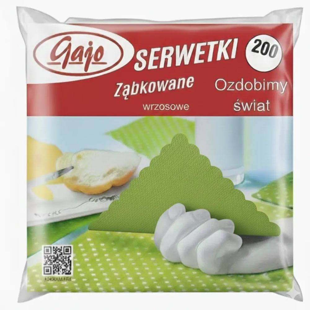 Zdjęcie produktu Serwetki papierowe zielone celuloza gastronomiczne 15x15cm 200szt.