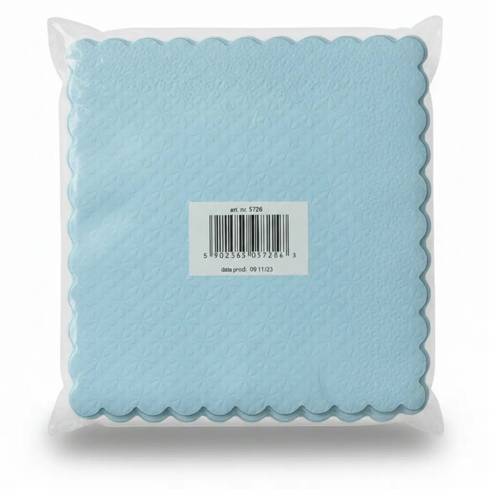 Zdjęcie produktu Serwetki gastronomiczne ząbkowane błękitne 17x17 cm catering eventy 400 szt.
