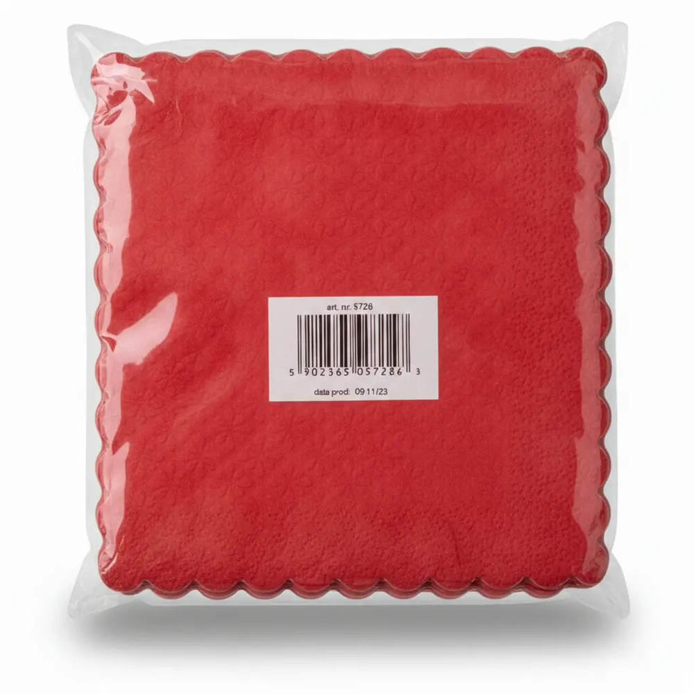 Zdjęcie produktu Serwetki gastronomiczne ząbkowane czerwone 17x17 cm catering eventy 400 szt.