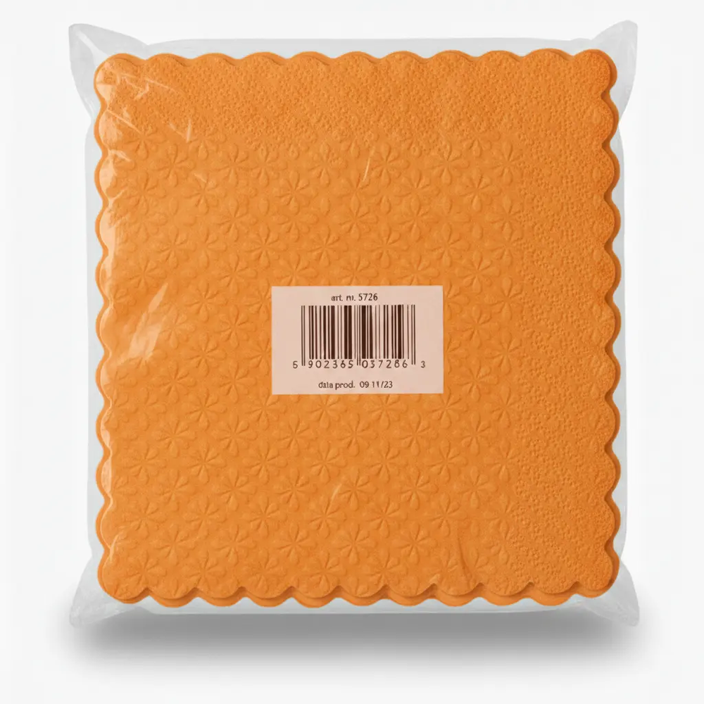 Zdjęcie produktu Serwetki gastronomiczne ząbkowane pomarańczowe 17x17 cm catering eventy 400 szt.