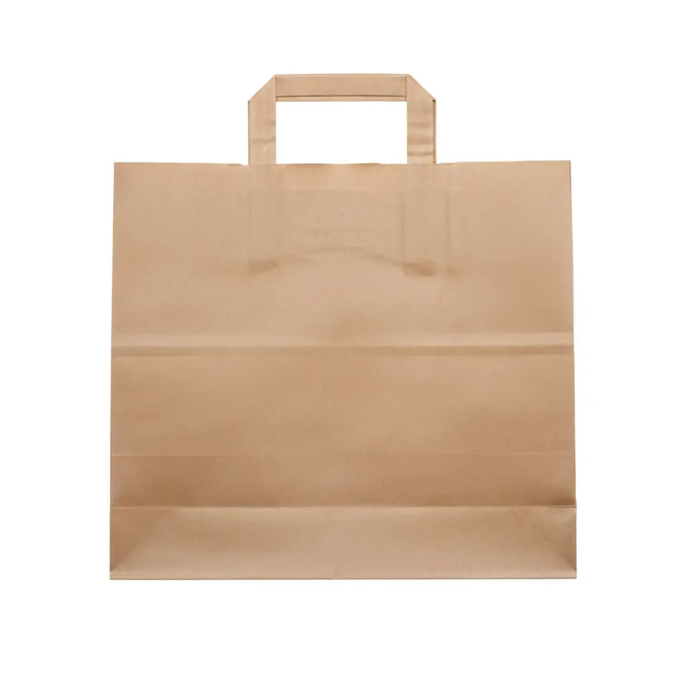 Zdjęcie produktu Torba papierowa kateringowa 32x17x29 uchwyt płaski mocna eko brązowa