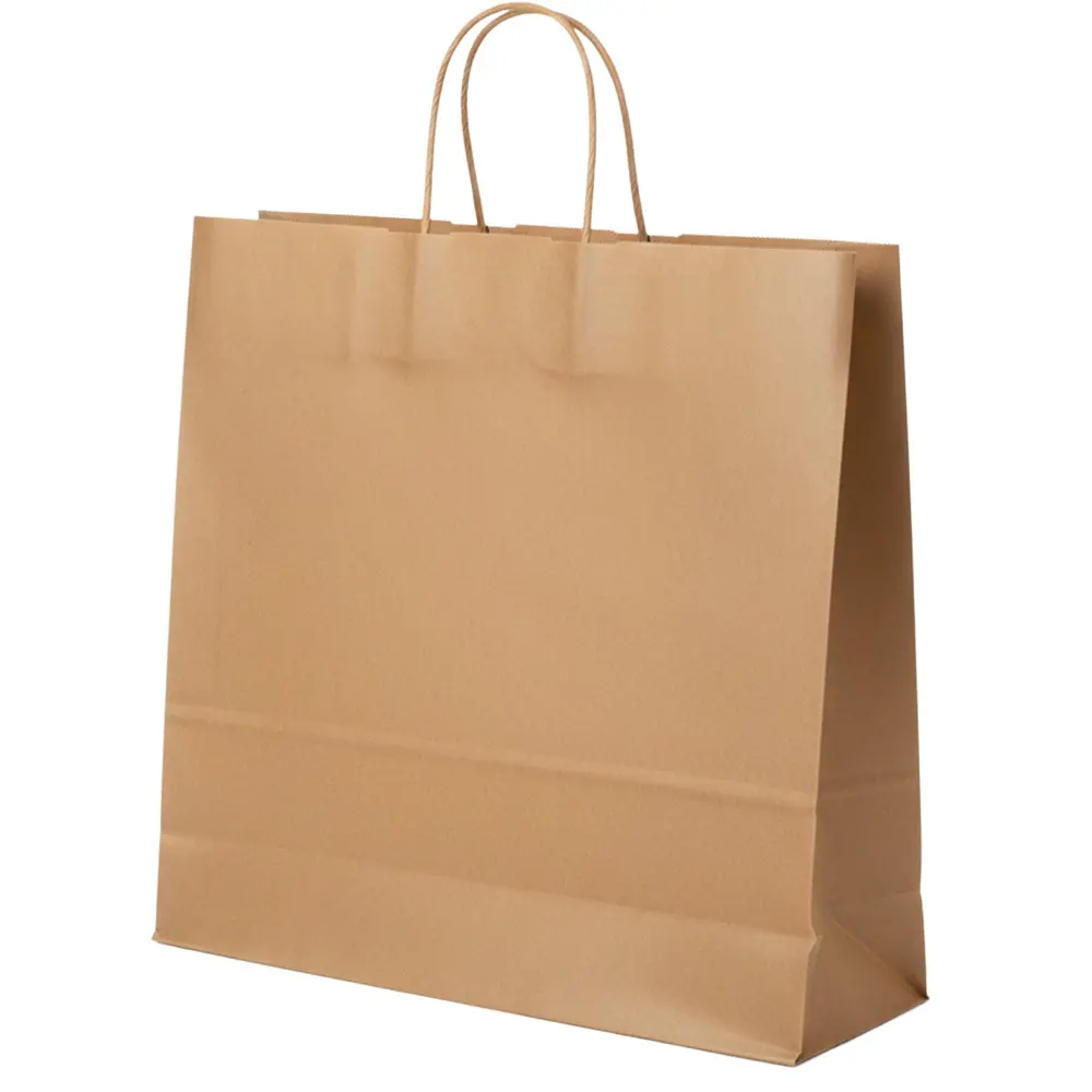 Zdjęcie produktu Torba papierowa szara 54x14x44 cm uchwyt skręcany mocna cateringowa eko
