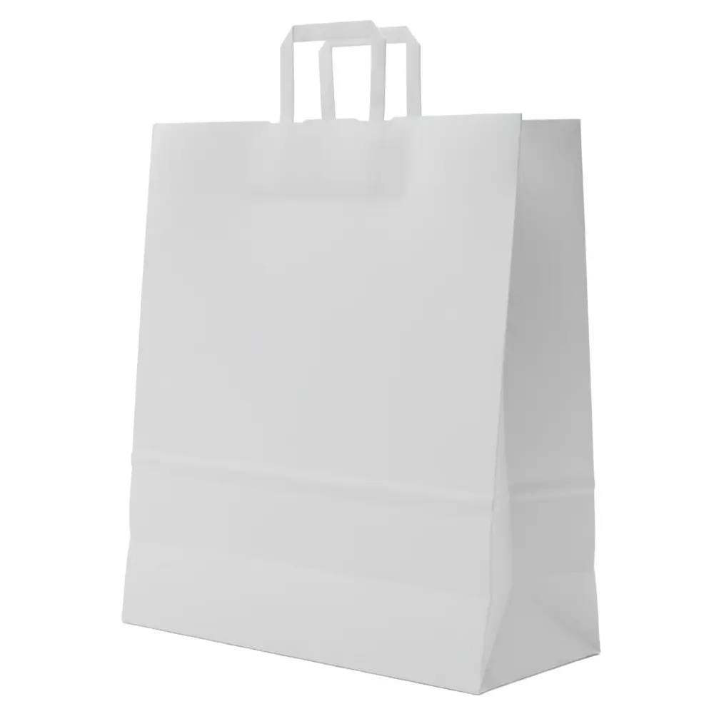 Zdjęcie produktu Torba papierowa biała cateringowa 45x16x48 mocna uchwyt płaski eko