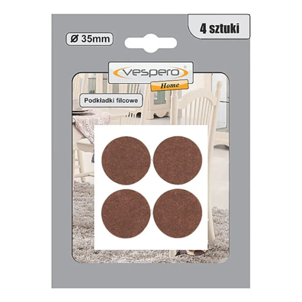 Zdjęcie produktu Filcowe podkładki pod meble samoprzylepne brązowe 35mm 4 sztuki