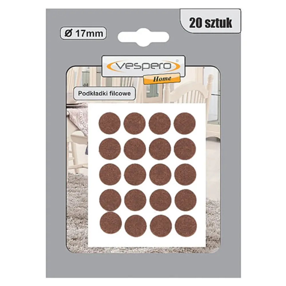 Zdjęcie produktu Filce samoprzylepne podkładki pod meble brązowe 17mm 20szt  krążki