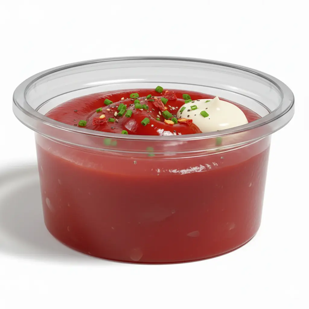 Zdjęcie produktu Pojemniki na sos sosjerki dipówki okrągłe 50ml transparentne catering K715 pasuje do PK717 ∅62,5mm 100szt.