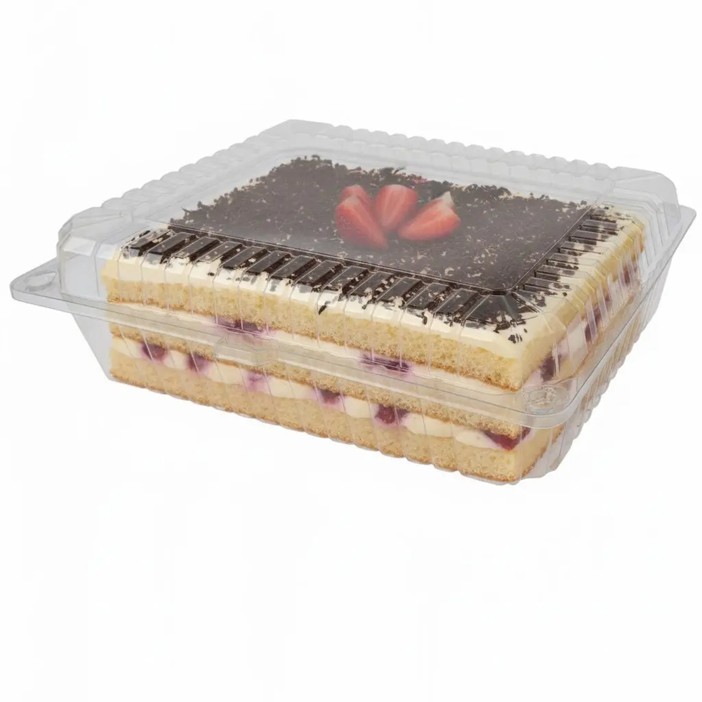 Zdjęcie produktu Pojemnik na Ciasto prostokątny cukierniczy zamykany PET 260x200x100mm K80N 50szt.