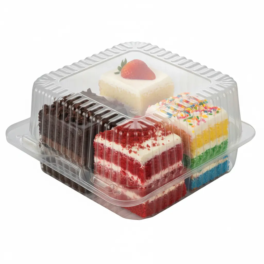 Zdjęcie produktu Pojemnik na Ciasto prostokątny cukierniczy zamykany PET 135x135x70mm 2019PETC 50szt. 