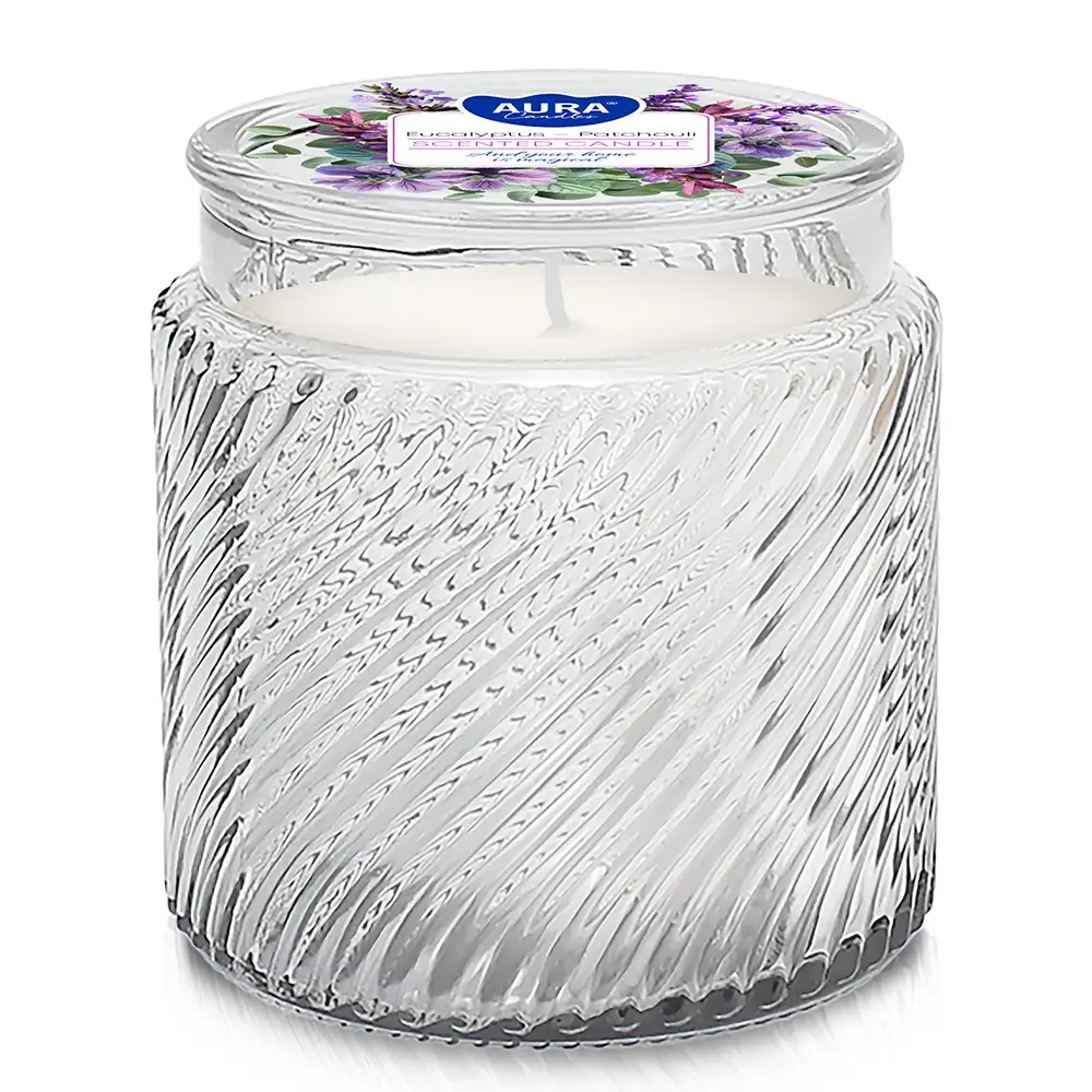 Zdjęcie produktu Świeca zapachowa w prążkowanym szkle eukaliptus paczula 40h AC-001-478