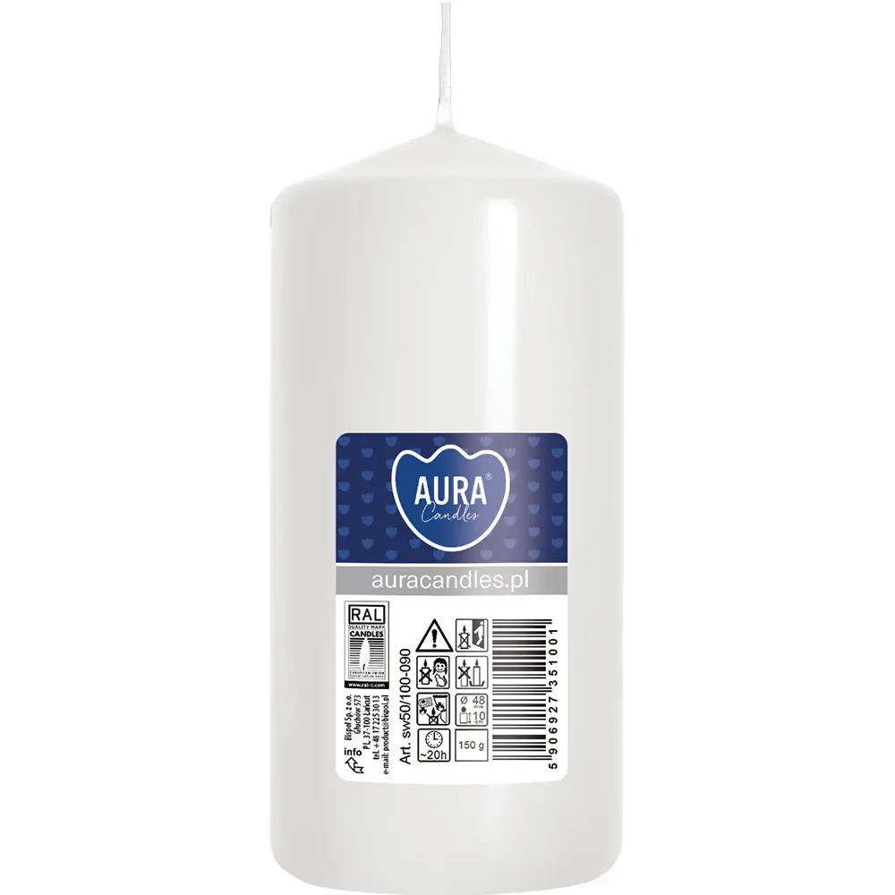 Zdjęcie produktu Świeca walec biała bezzapachowa dekoracyjna 10 cm sw50/100-090