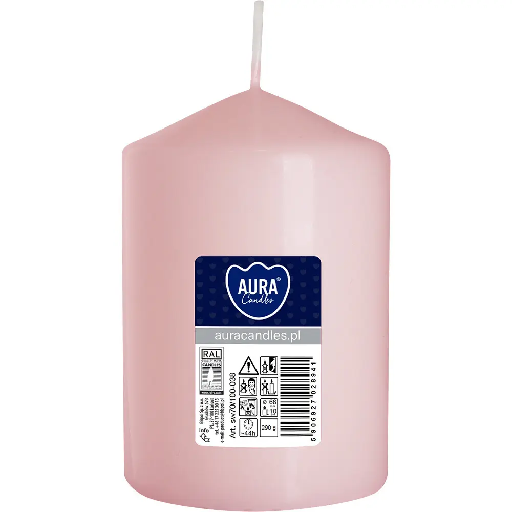 Zdjęcie produktu Świeca walec różowa bezzapachowa dekoracyjna 10 cm 44 h sw70/100-038