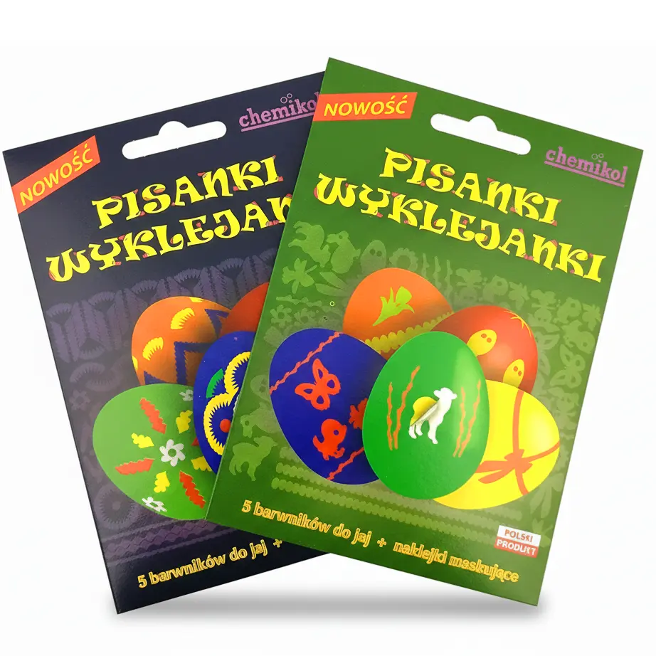 Zdjęcie produktu Barwniki do jajek Wielkanocnych Pisanki Wyklejanki + 5 barwników mix wzór 1opak.