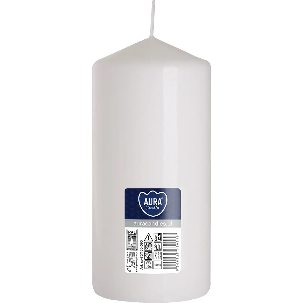 Zdjęcie produktu Świeca walec biała bezzapachowa duża wkład dekoracyjny 15 cm sw70/150-090