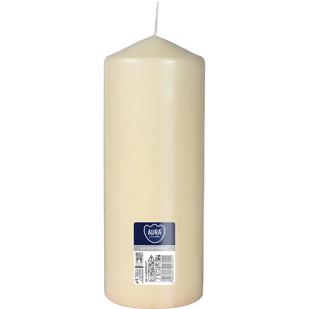 Zdjęcie produktu Świeca walec bezzapachowa słupek ecru 20 cm 90 h sw80/200-011