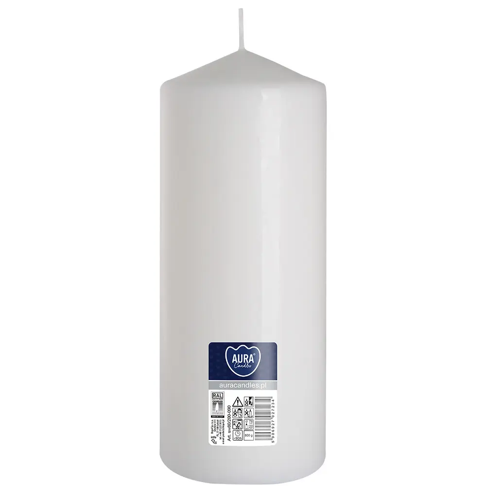 Zdjęcie produktu Świeca walec bezzapachowa biała 20 cm wkład do lampionów 90h sw80/200-090
