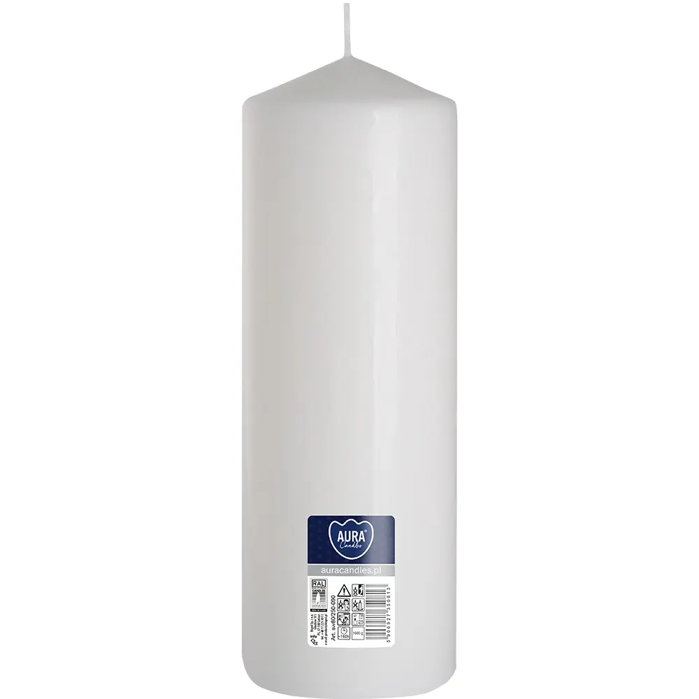 Zdjęcie produktu Świeca walec bezzapachowa biała klasyczny słupek 25 cm sw80/250-090