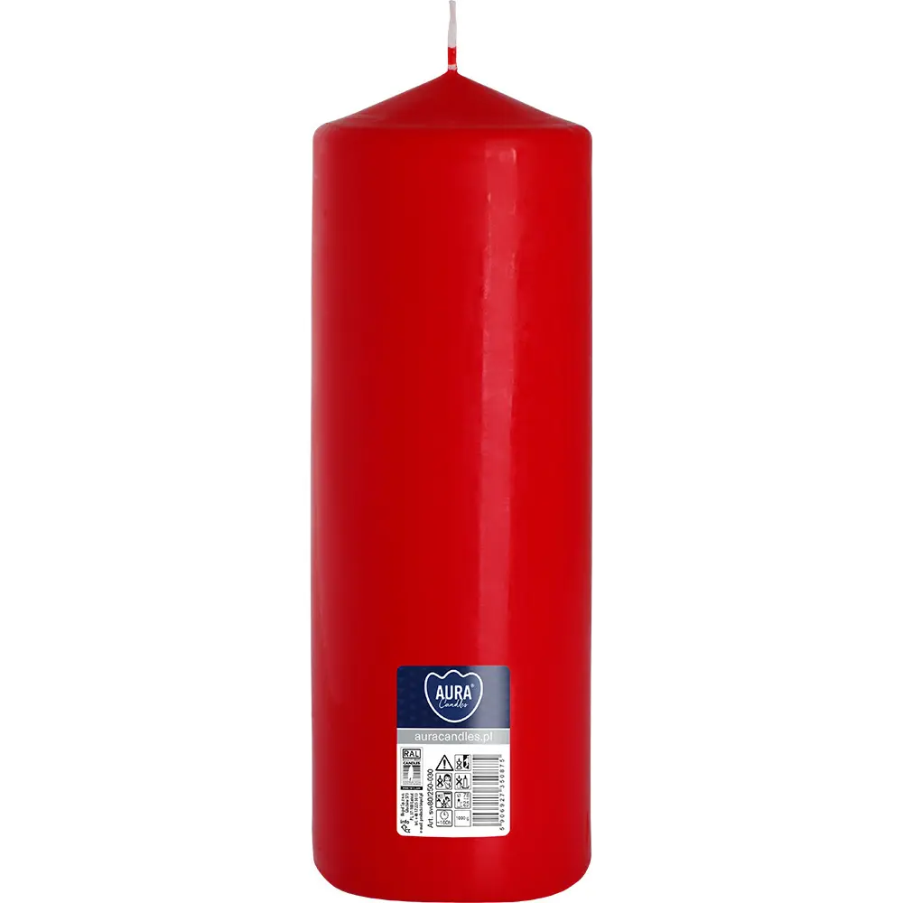 Zdjęcie produktu Świeca walec bezzapachowa duża czerwona 160h 25 cm sw80/250-030