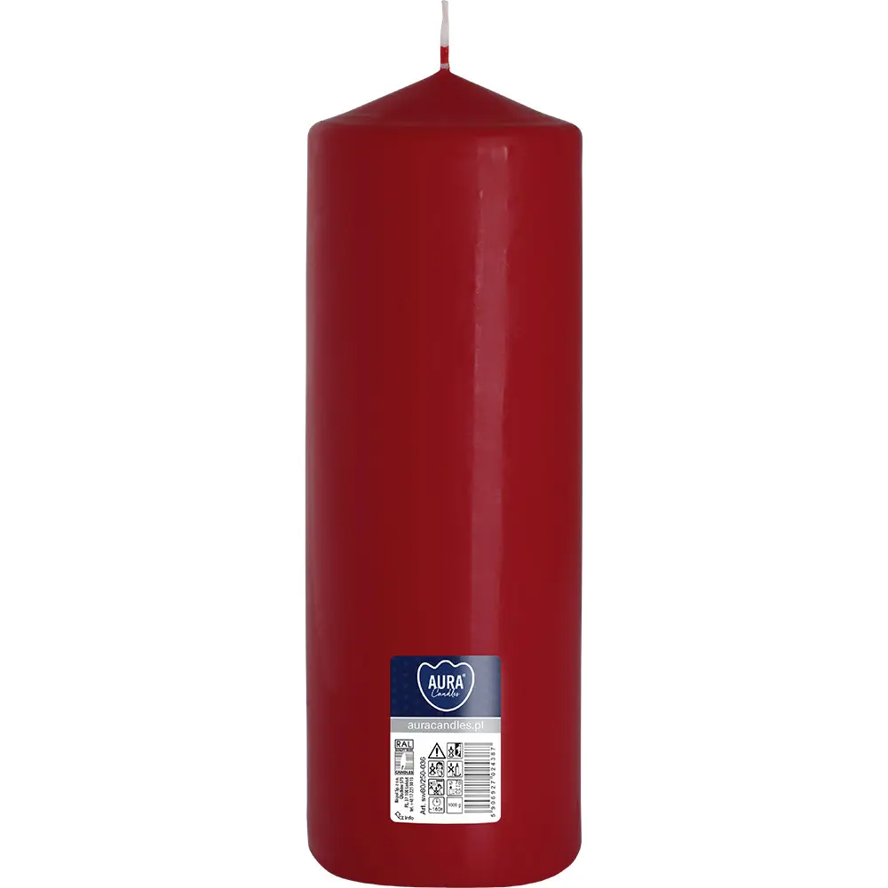 Zdjęcie produktu Świeca walec bezzapachowa burgundowa duża 25 cm sw80/250-036