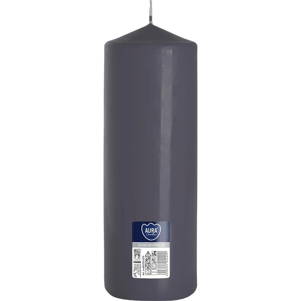 Zdjęcie produktu Świeca walec bezzapachowa duży słupek szary dekoracyjny 25 cm sw80/250-070