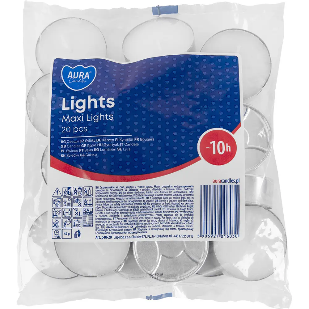 Zdjęcie produktu Podgrzewacze bezzapachowe białe wkłady teallighty 10h 20 sztuk 5.7 cm p40-20