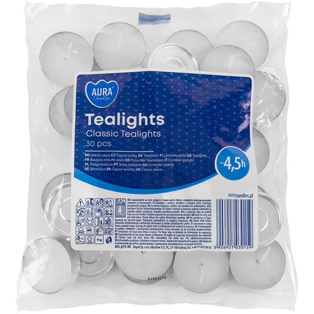 Zdjęcie produktu Podgrzewacze bezzapachowe białe tealighty 30szt. p15-30