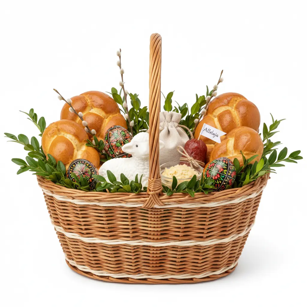 Zdjęcie produktu Koszyk Ratanowy Wielkanocny na Święconkę prezentowy dekoracyjny 28x21x 4 cm