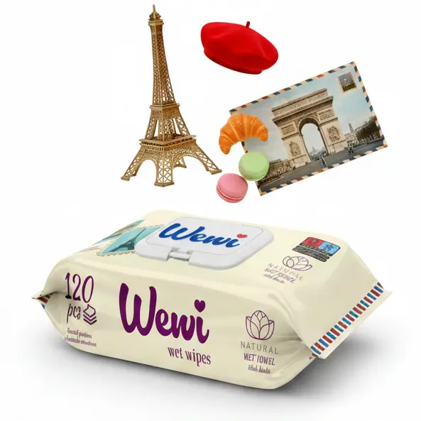 Zdjęcie produktu Chusteczki nawilżające do rąk Wewi Wet Wipes fenomenalny zapach Paryża odświeżające 120 szt.