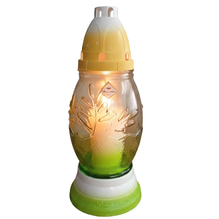 Zdjęcie produktu Znicz Szklany Wielkanocny z wkładem parafinowym MAX 863 Limonka 25cm
