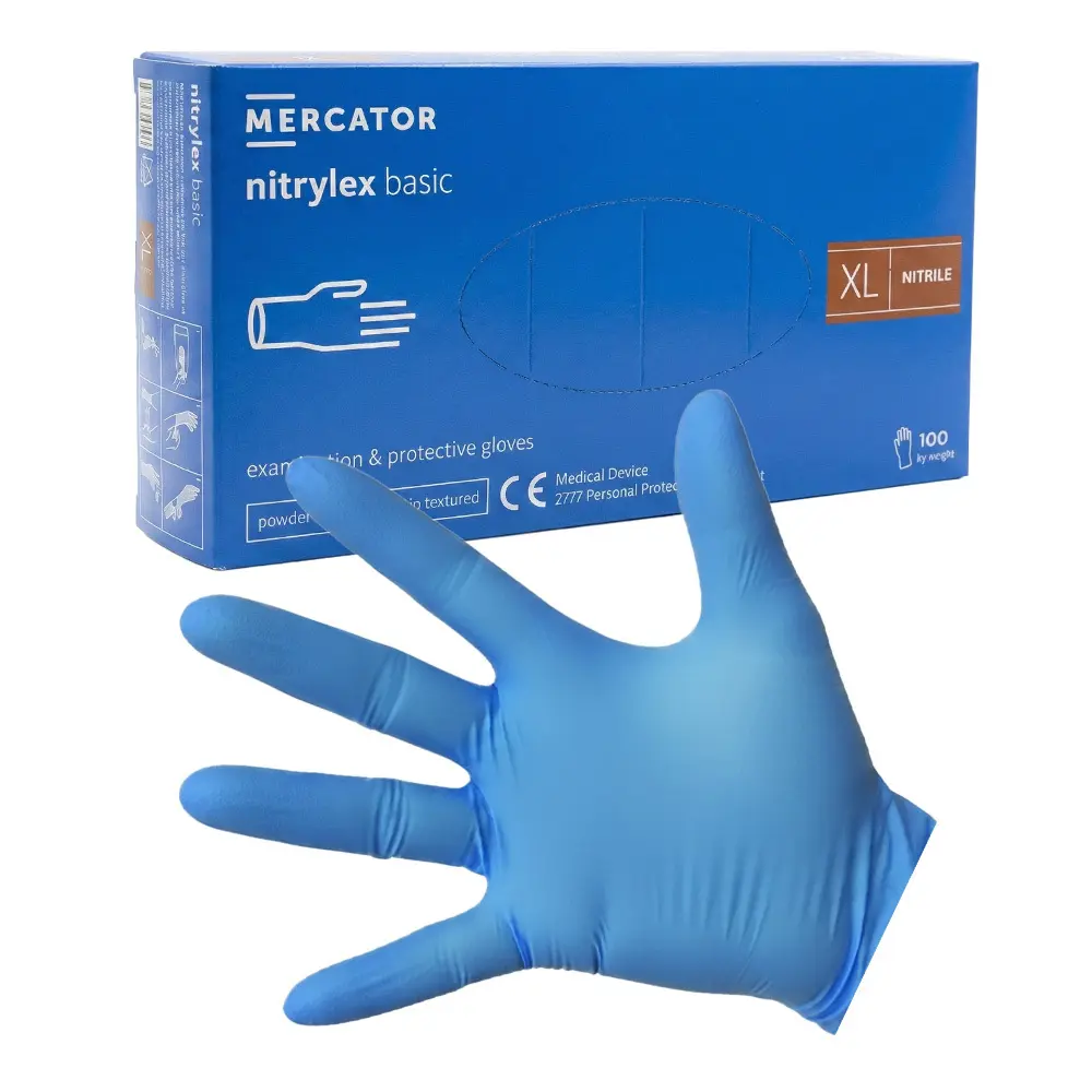 Zdjęcie produktu Rękawice nitrylowe XL niebieskie jednorazowe 100 sztuk medyczne