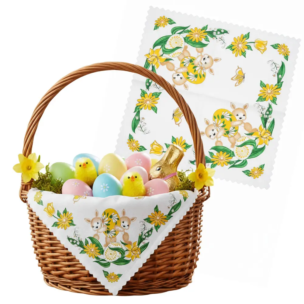 Zdjęcie produktu Serweta wielkanocna do koszyczka na stół kwadratowa biała ozdobna 46x46 cm MIX Wzór