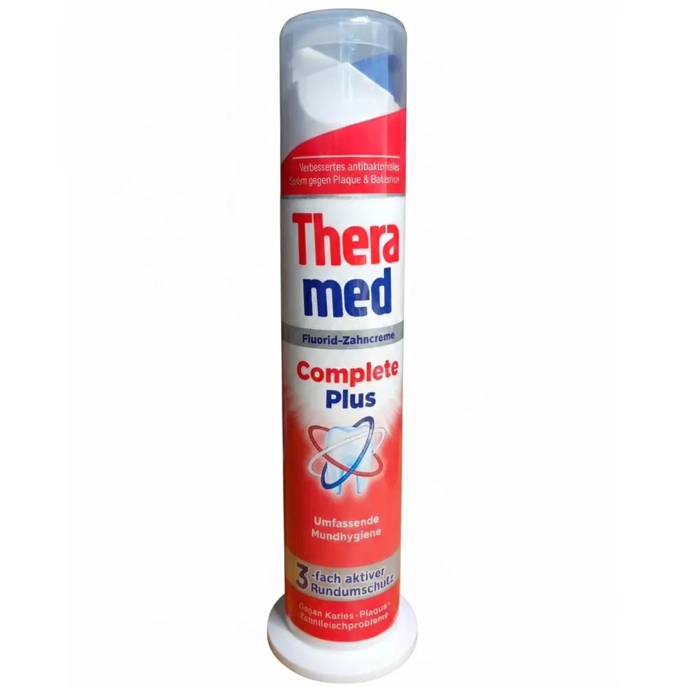Zdjęcie produktu Pasta do zębów z pompką Theramed Complete Plus Fluorid 100 ml