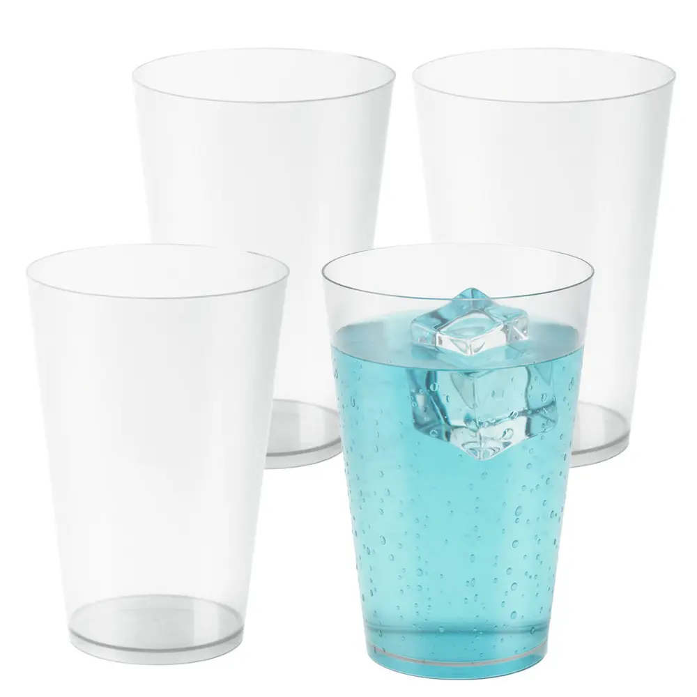 Zdjęcie produktu Kubki plastikowe wielorazowe 4 sztuki bezbarwne do zmywarki mikrofali 400 ml
