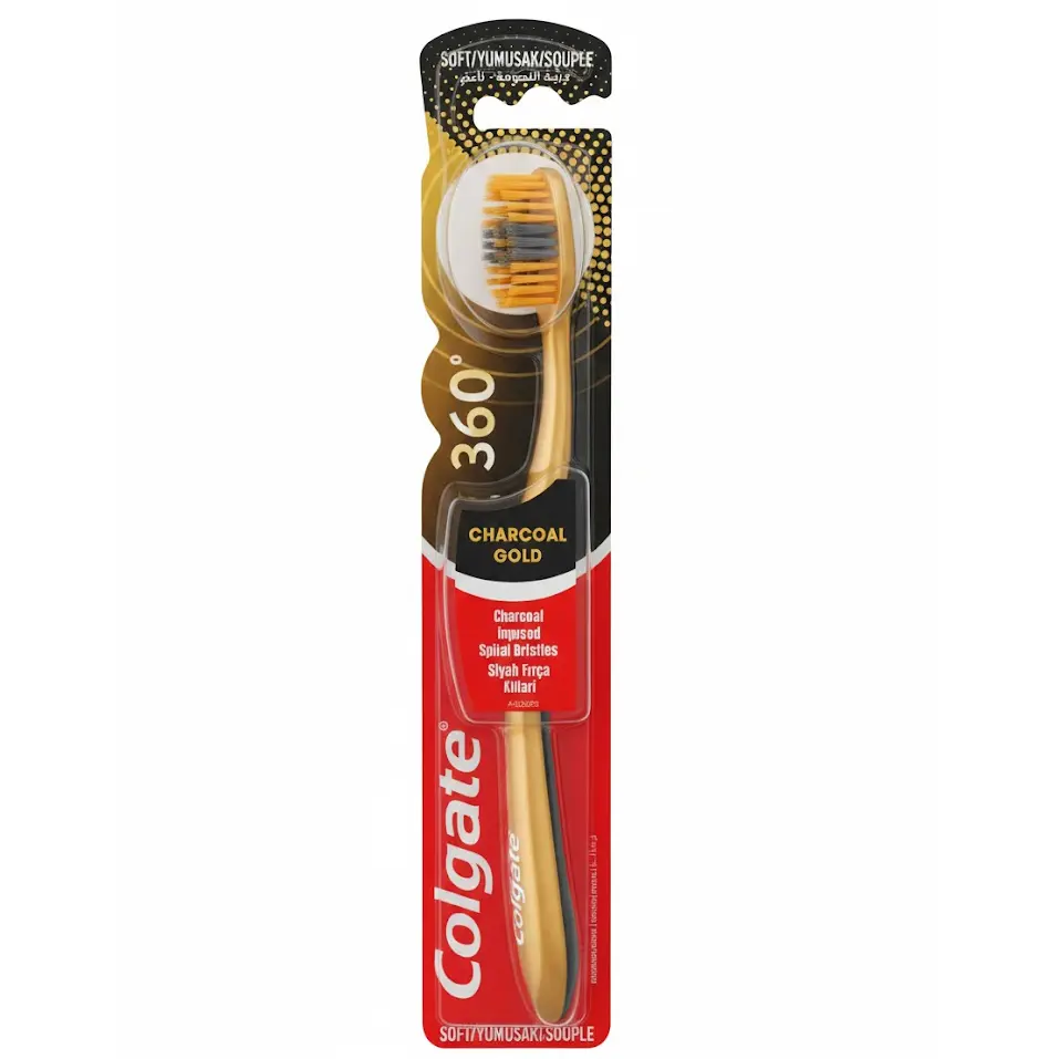 Zdjęcie produktu Szczoteczka do zębów Colgate 360 Charcoal Gold Spiral Soft miękka mix kolor 1szt.