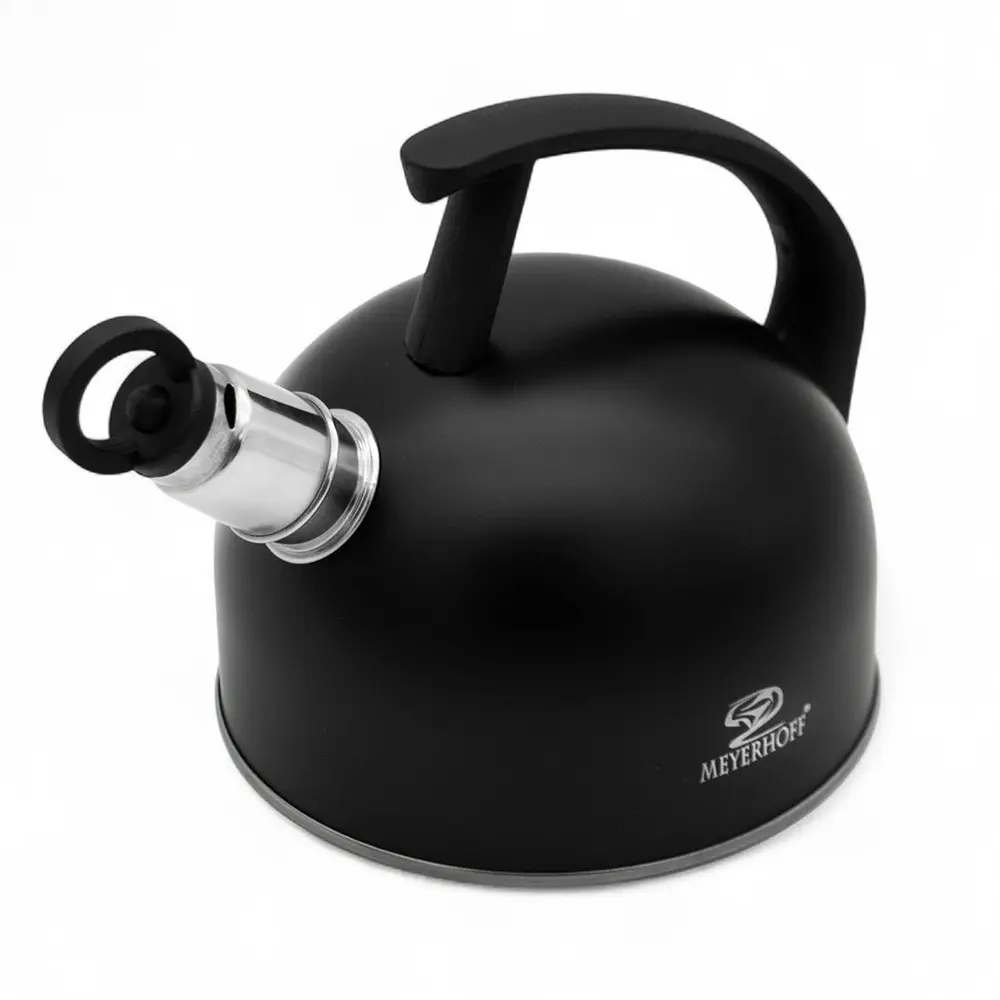 Zdjęcie produktu Czajnik stalowy nierdzewny na indukcję gaz czarny matowy gwizdek 1,5l 16 cm