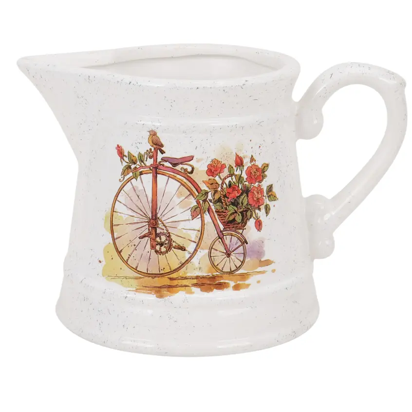 Zdjęcie produktu Osłonka ceramiczna na doniczkę na kwiaty dzbanek biała ozdobna 24 x 17 x 16,5 cm mix wzór 1 szt.